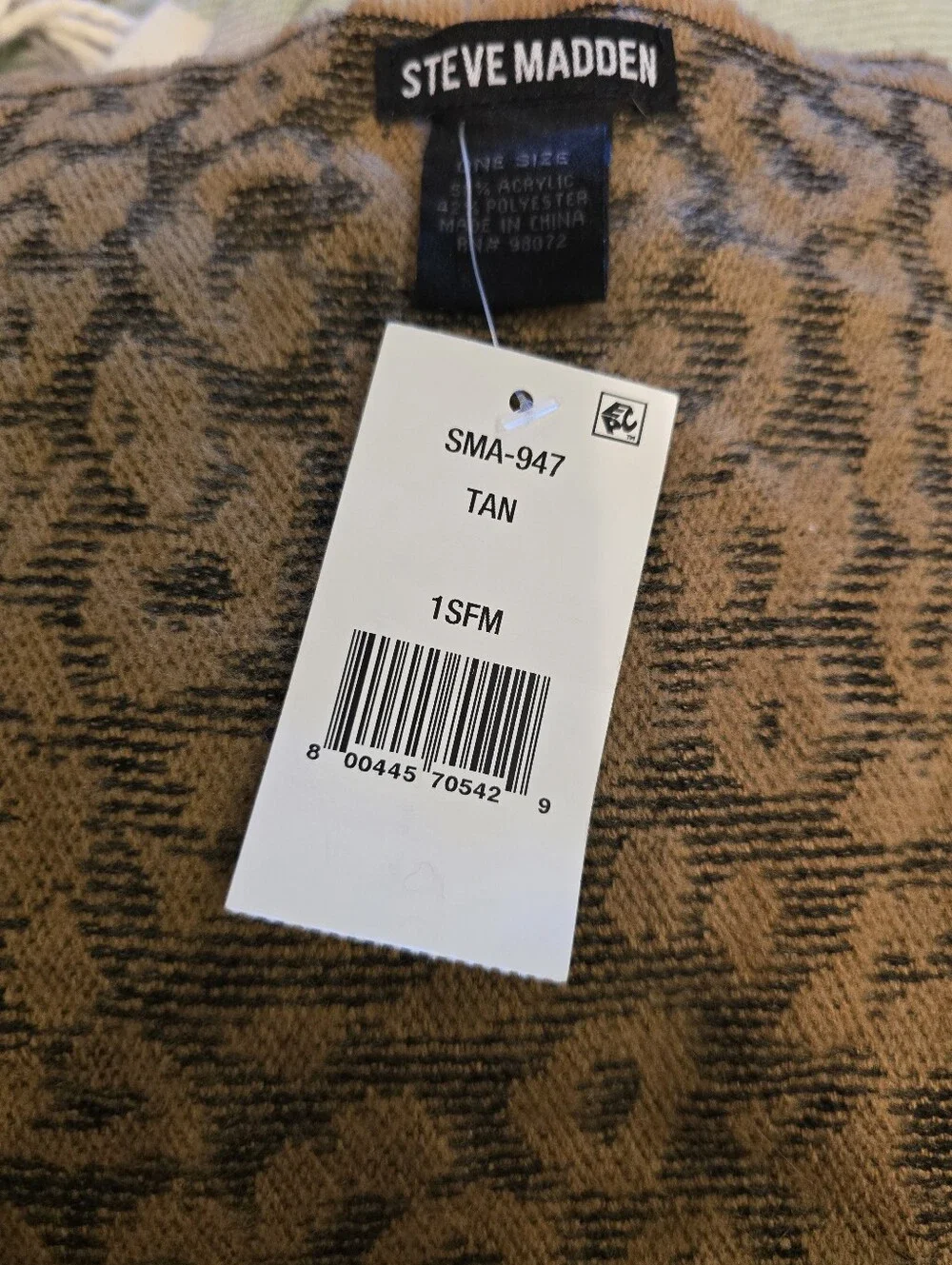 Steve Madden Brown Leopard Print Fringe Scarf - Women Accessories NWT